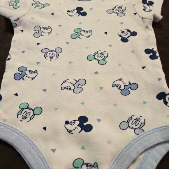 Disney Baby Mickey Mouse Bodysuit Blue Trim Accent 3-6 Month 100% Cotton - Picture 4 of 7